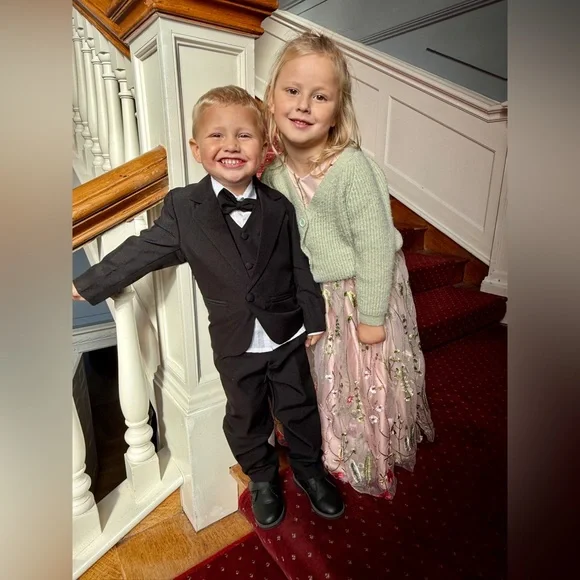 Floral Embroidered Pink Flower Girl Dress 4T - Picture 14 of 14